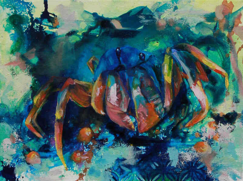 Billy the Blue Crab Original Oil Painting by Cory Acorn.