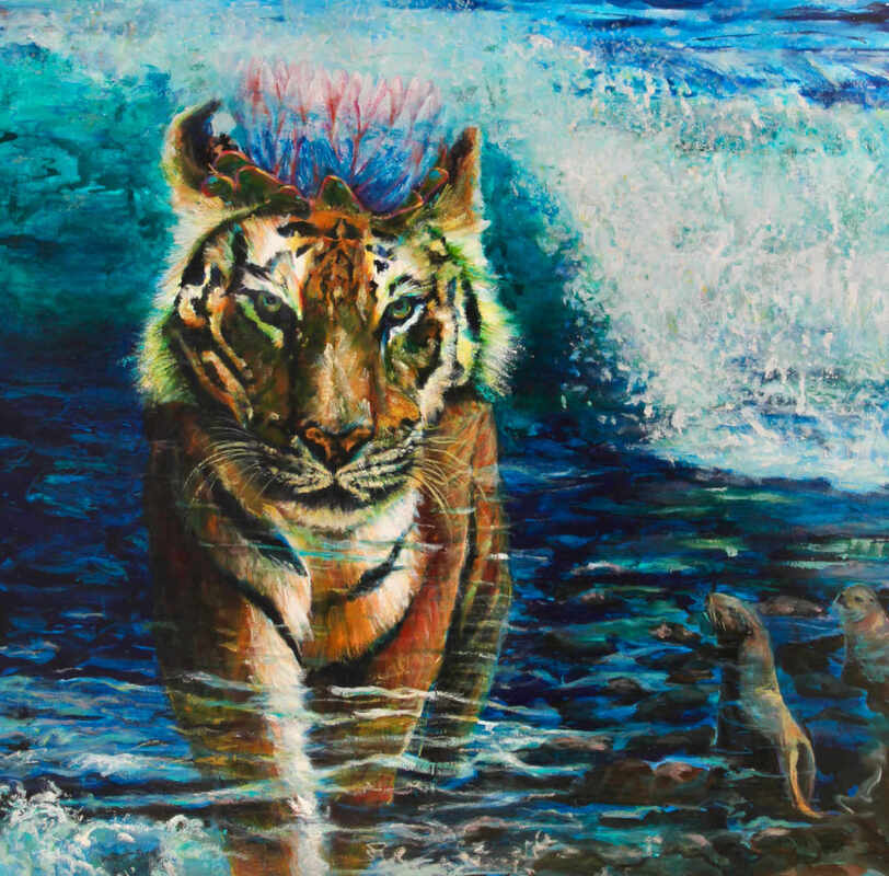 Proteus tiger original oil painting
