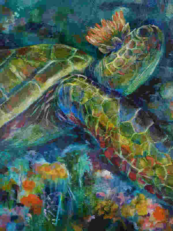 Proteus Sea Turtle Original Oil Painting by Cory Acorn.