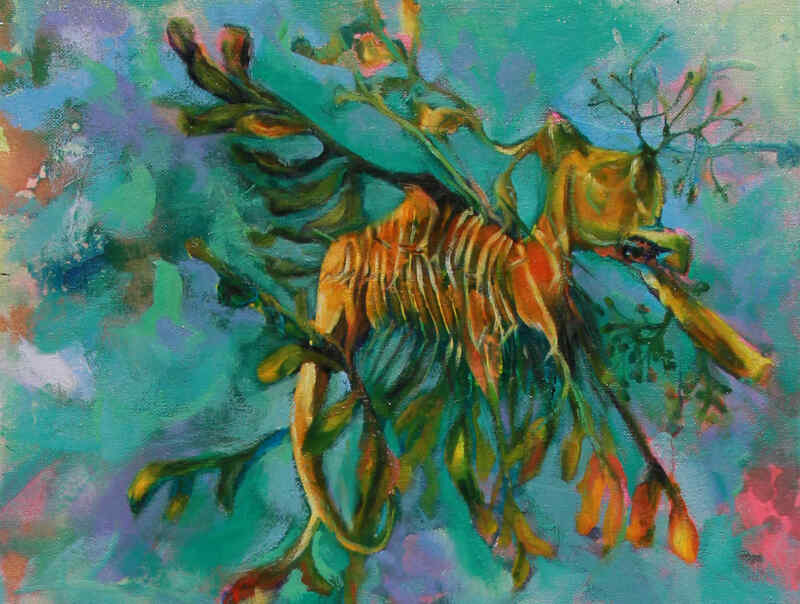 Sally the Leafy Sea Dragon original oil painting by Cory Acorn